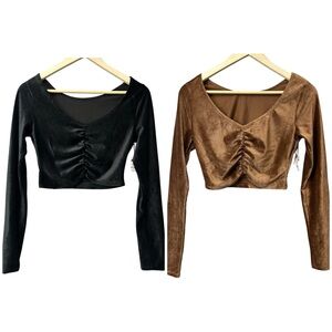 NWT ACW 2 Piece Bundle Long Sleeve Crop Tops Size Medium